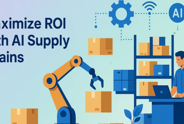 AI-driven supply-chain automation boosts efficiency and transparency in a modern professional environment, pastel background