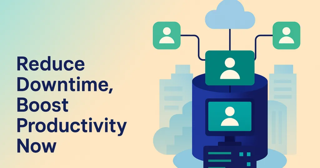 Modern identity architecture streamlining access and reducing downtime in a clean, pastel-toned enterprise technology environment.